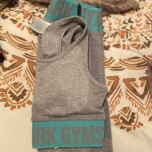 Matching gymshark leggings and sports bra set. Brand new with tags